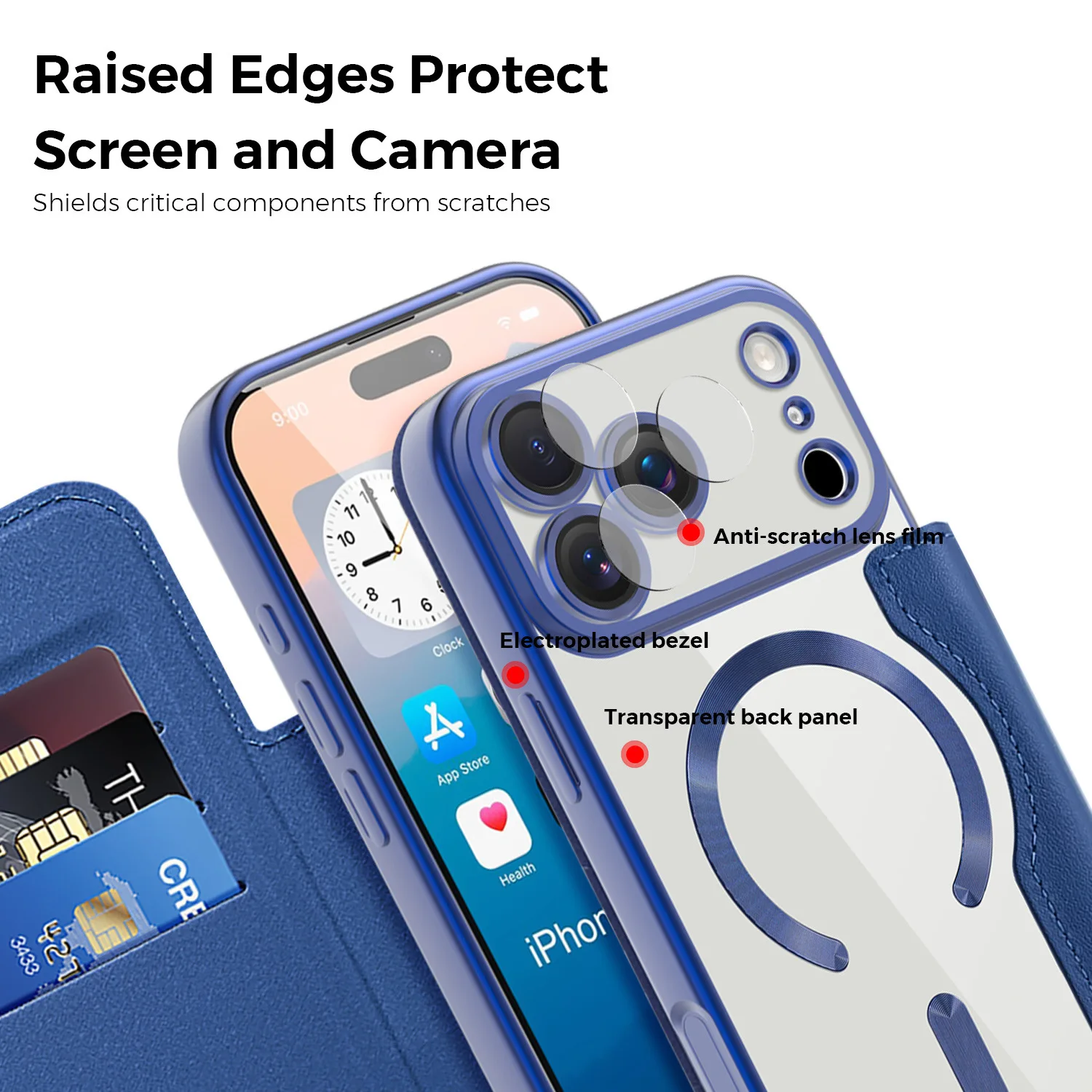 เคสโทรศัพท์สำหรับ iPhone 17 16 15 Pro Max 17 Air 15 Plus, เคสหนัง PU แบบพลิกตาข่ายหรูหราบางเบา รองรับการชาร์จแม่เหล็กแบบครอบคลุม