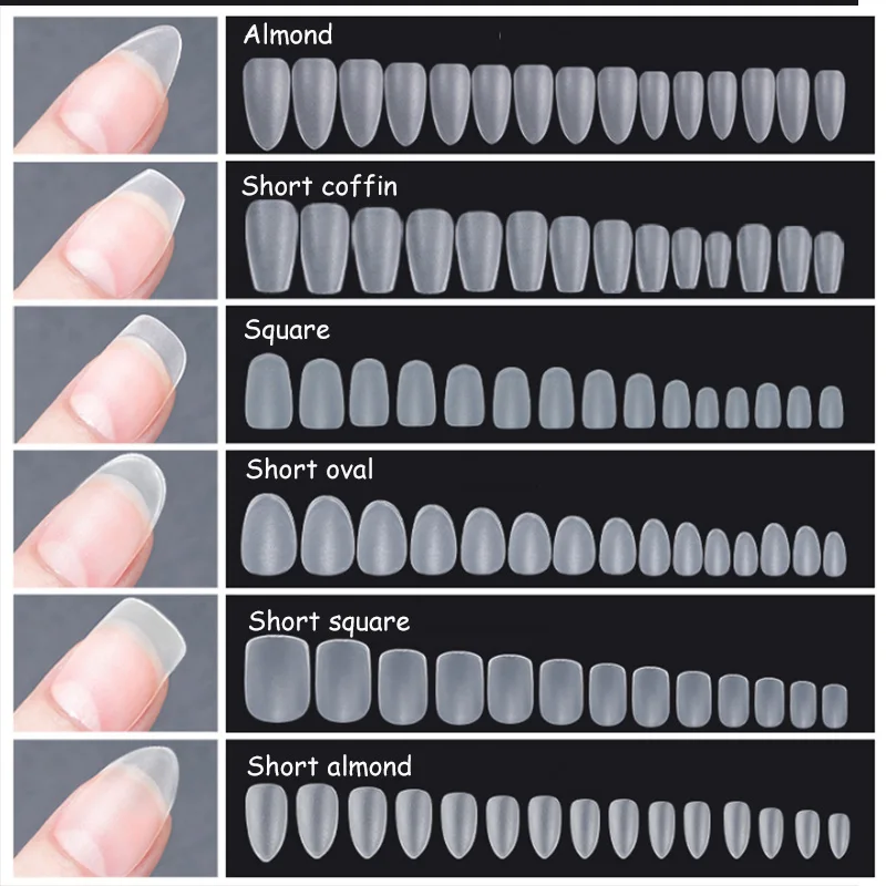 120Pcs XS Short False Nails Tips Press On Nails Extension System Frosted Soft Gel X Oval Coffin Square Acrylic Nail Gel Tips