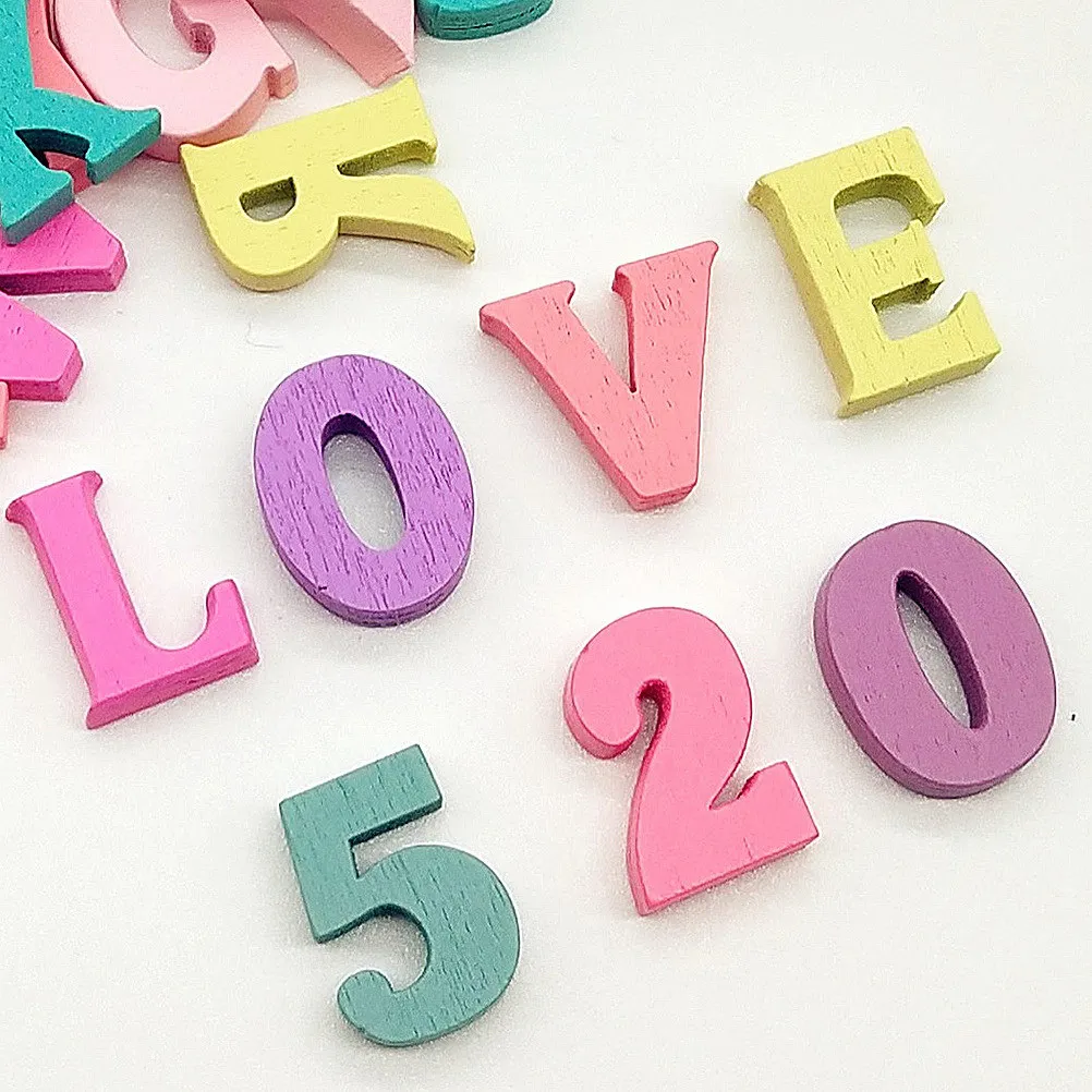 100Pcs Wooden Number Ornament Pieces for Teaching Learning Decoration Wedding Party Gathering Home Room DIY Craft Family