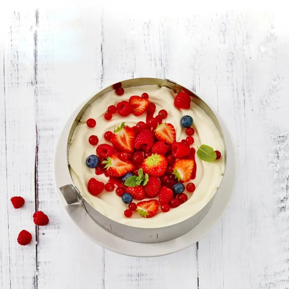 قابل للتعديل كعكة حلقة قالب الفولاذ المقاوم للصدأ جولة الخبز الدائري تلسكوبي موس كعكة الدائري DIY المعجنات لوازم الطبخ أدوات كعكة #3