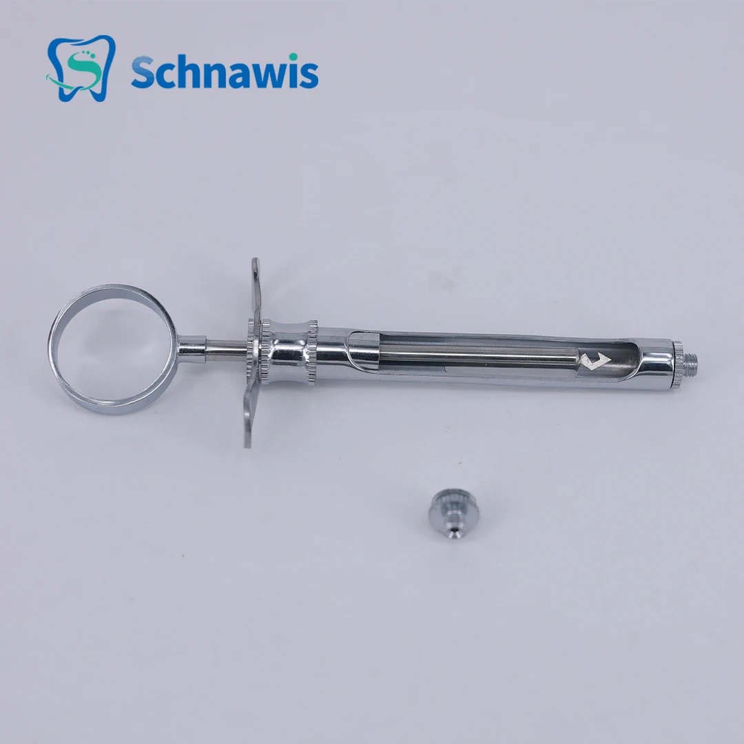 1 Set siringa per iniezione odontoiatrica testa affilata a gancio siringa aspirante dentale in acciaio inossidabile strumento chirurgico 1.8ML