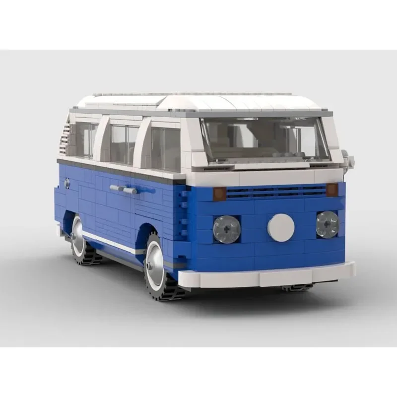 MOC-88278 New T2 Camper Van Blue Assembly Patchwork Building Block Model • 1145 Building Block Parts Kids Birthday Toy Gift