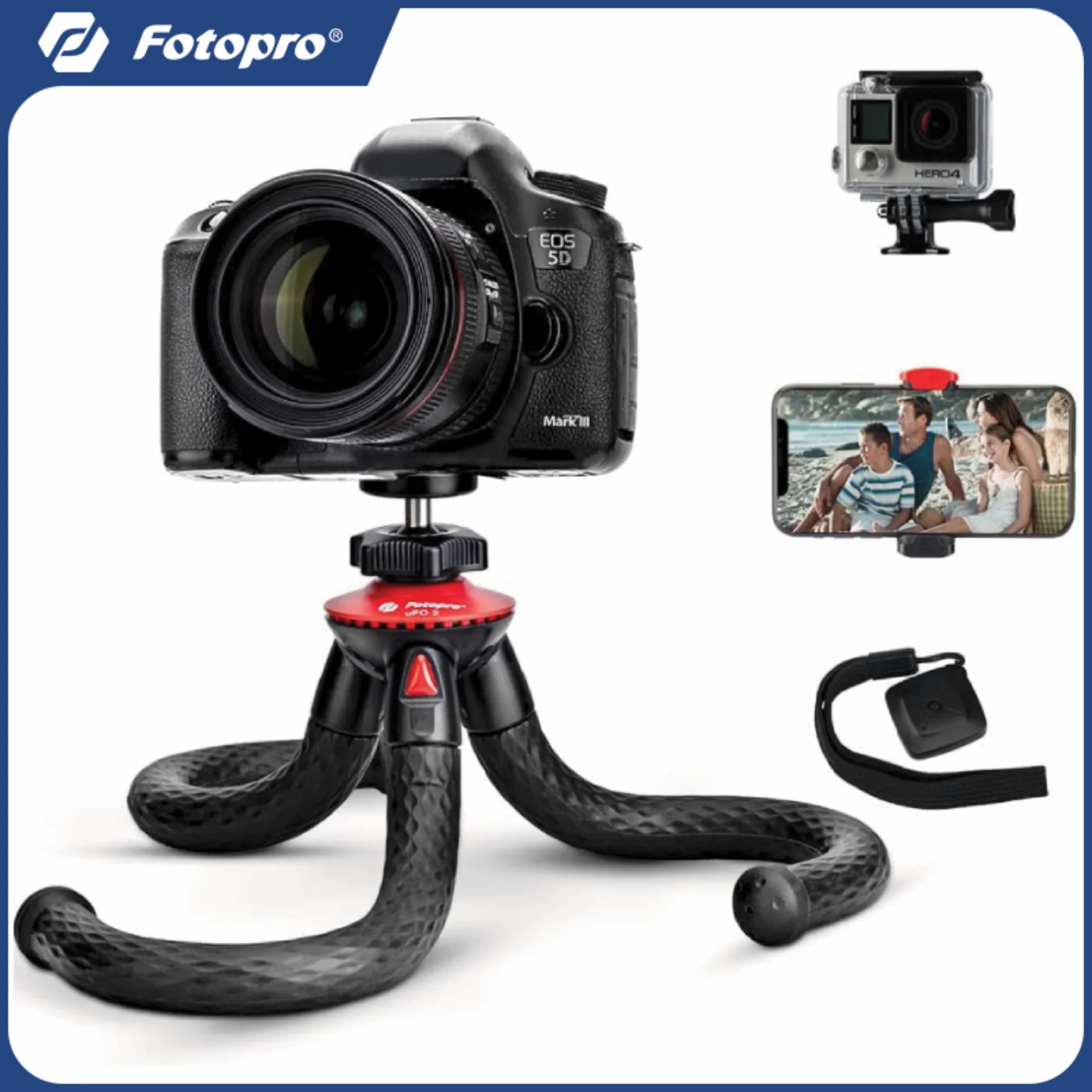 Fotopro UFO2 SET Flexible Octopus Tripod for iPhone DSLR Camera  Gopro Waterproof and Anti-Crack  with Remote Adapter