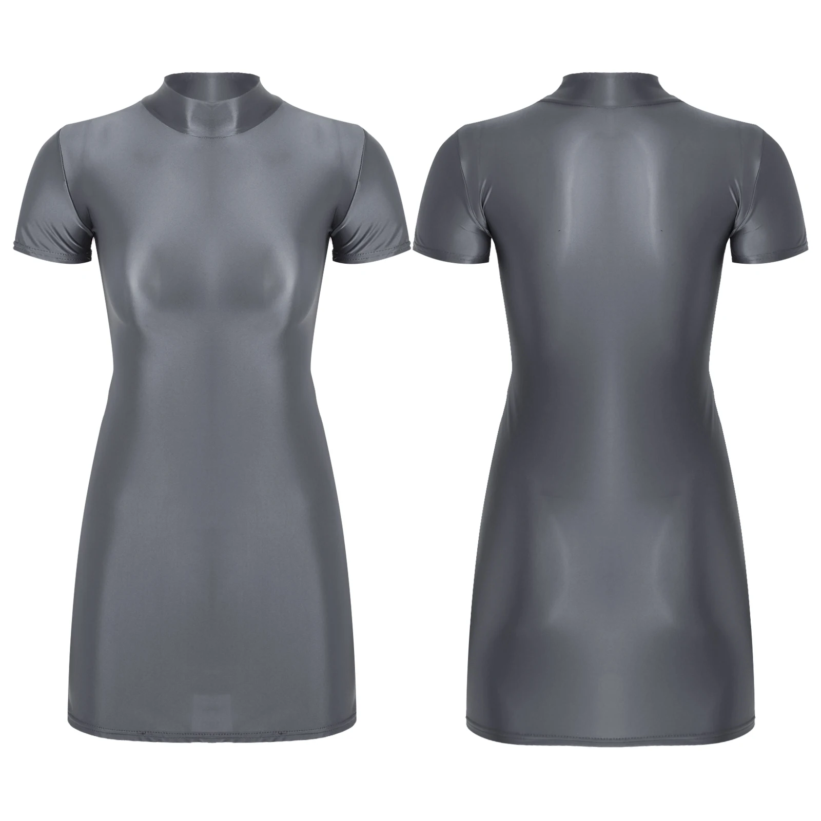 فستان نسائي ضيق مثير بأكمام قصيرة لامع لامع فساتين قصيرة لحفلات الهذيان والحفلات الراقصة والنوادي ملابس الرقص على القطب