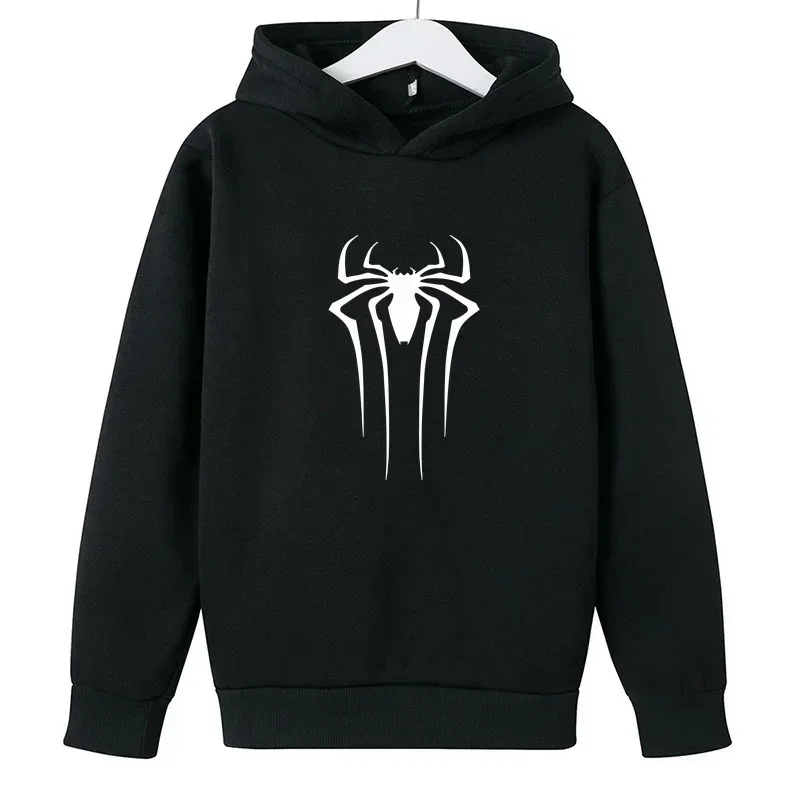 Children's Hoodie Sweatshirt Fashionable Boys and Girls Spider Print Loose Children's Fleece Sweatshirt Pullover 2-14 Years