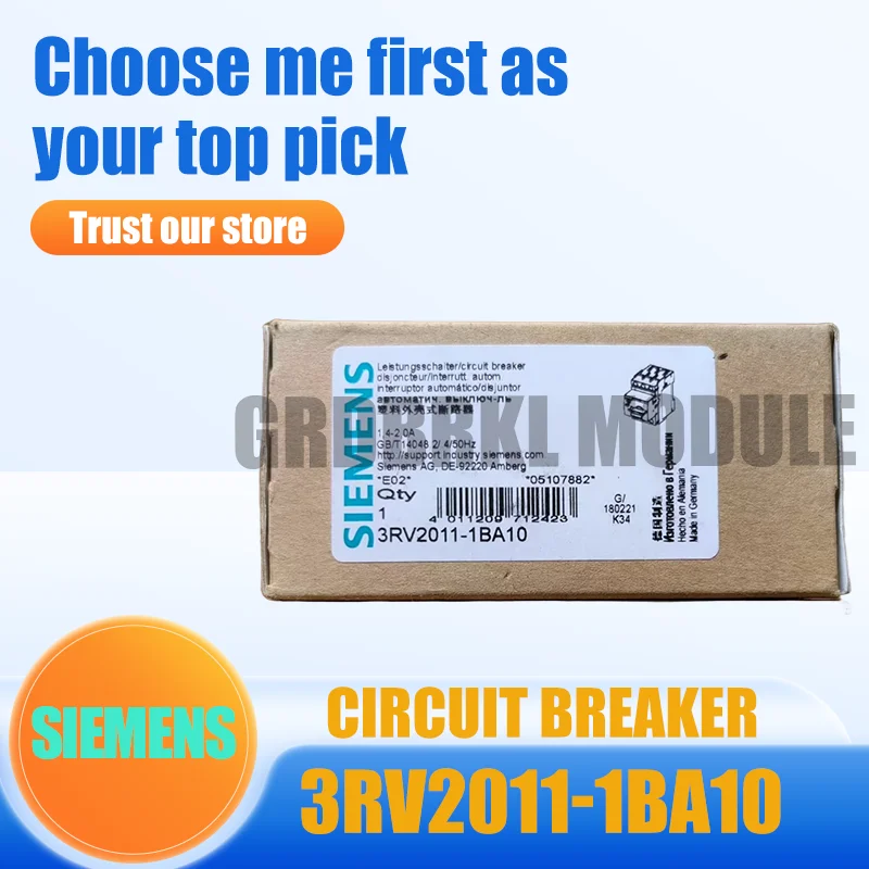 

New Original SIEMENS 3RV2 Series 3RV2011-1BA10 Motor Protection Circuit Breaker