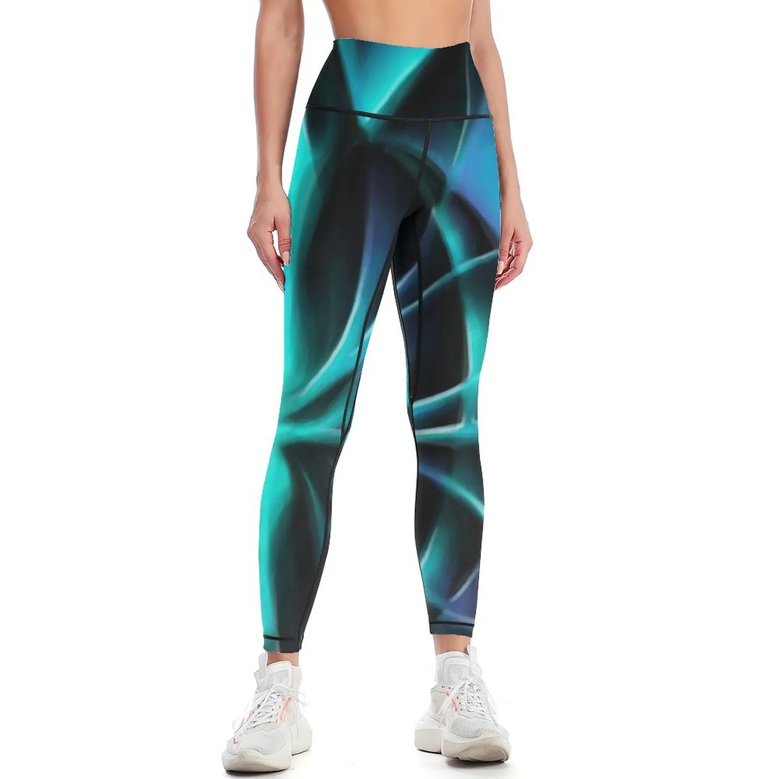 

Blue Geometric Optical Illustion Digital Drawing Leggings sports tennis for gym's clothing Women sportwear Womens Leggings