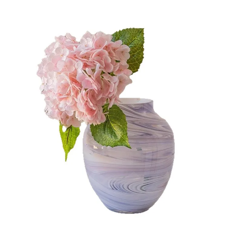 

DSA gradual change pattern art glass romantic purple small mouth vase soft flower device model room water culture flower device