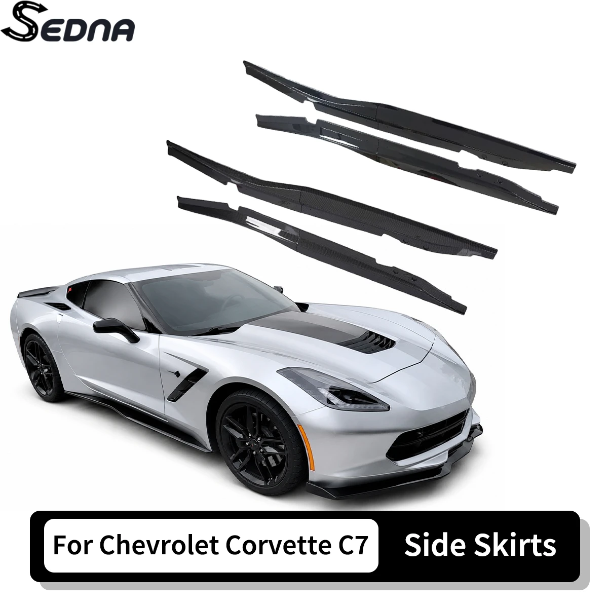 

For Chevrolet Chevy Corvette C7 2014-2019 Z06 Style 2-Piece Extension Side Skirts Rocker Panel Body Kit Car Guard Accessories