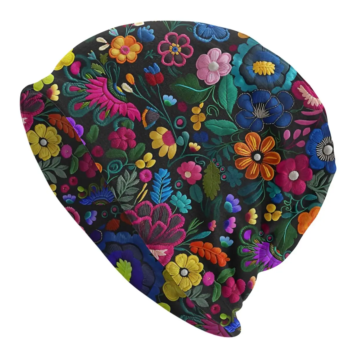 Mexican Embroidery Flower Pattern Washed Thin Bonnet Windproof Casual Beanies Protection Men Women Hats