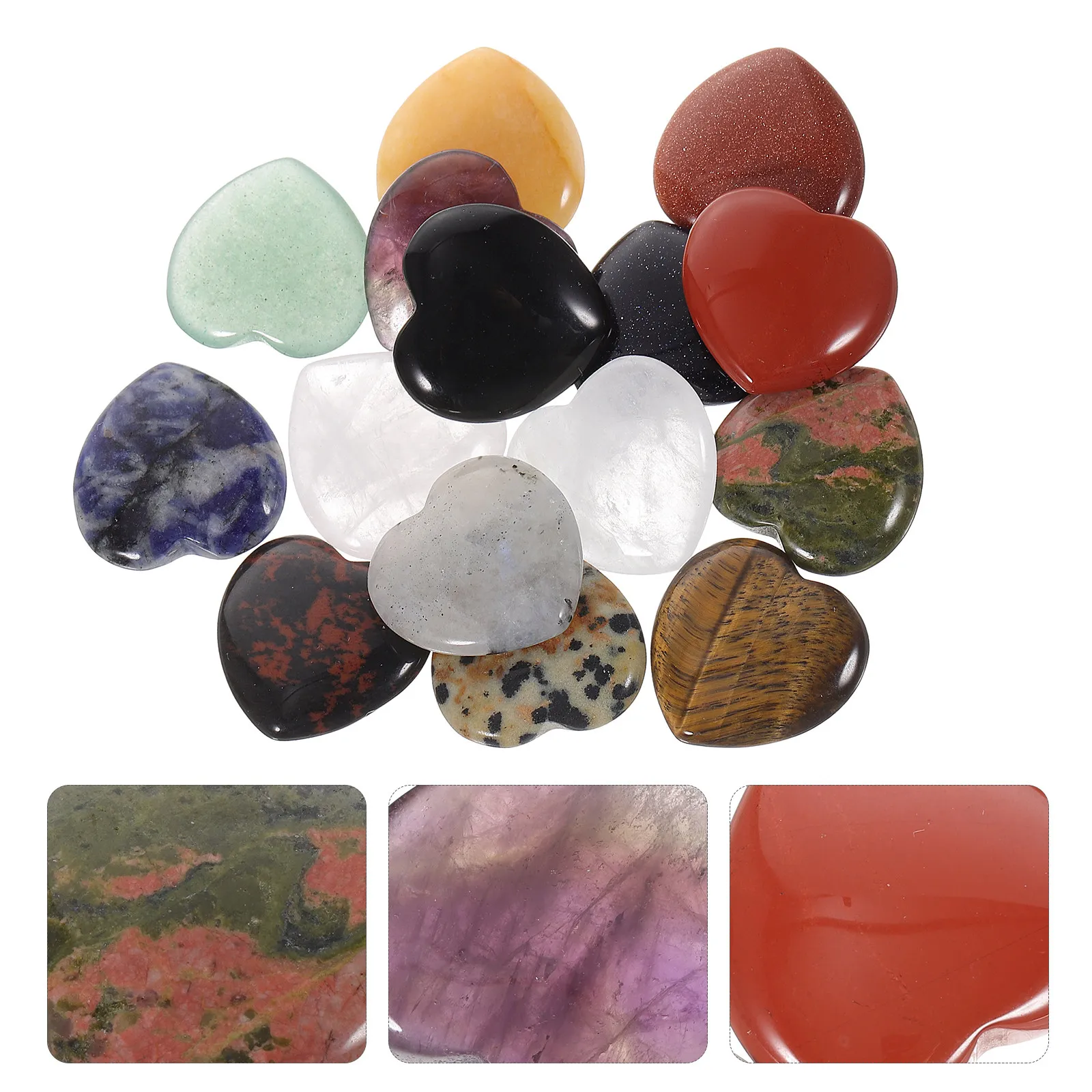 

15Pcs Love Heart Crystal Stones Natural Stone Decoration Unique Style Table Ornament Home Desk Display Blessing Gift
