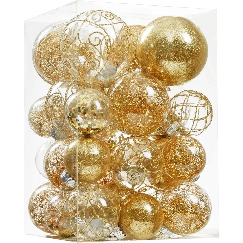 

Christmas Ball Ornaments Shatterproof Clear Large Plastic Hanging Ball Decorative Baubles Set with Stuffed Delicate Decorations