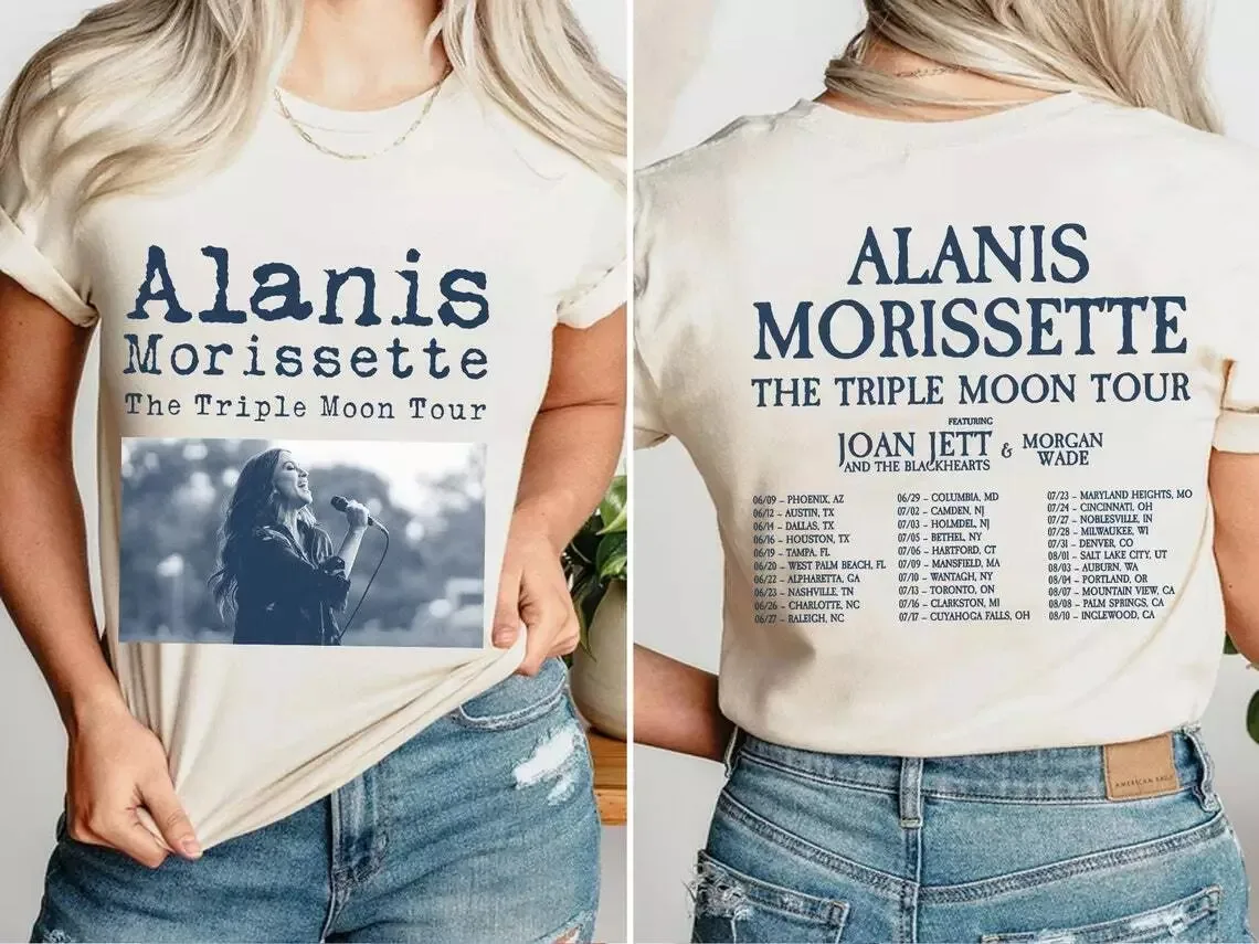

Футболка Alanis Morissette The Triple Moon Tour 2024, полный размер, подарок фанату