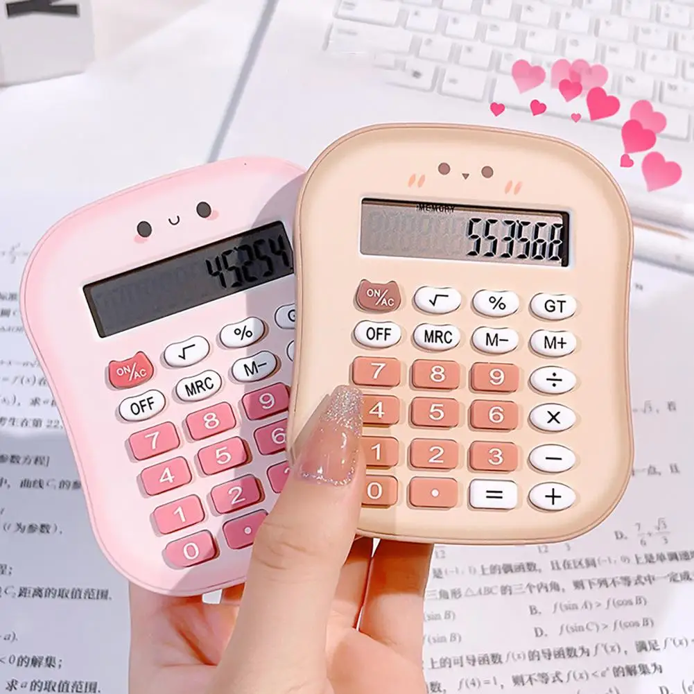 Cute Calculator Colorful 12-digit Portable Calculator with Lcd Display Big Buttons Battery Powered Easy-to-press for Office