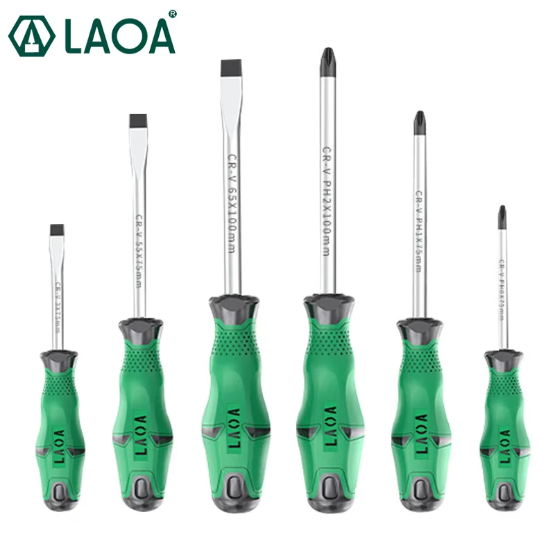 LAOA 6pcs Screwdriver Sets Philips Screwdriver Straight Screw Driver Household Tool Set Repair Toolkit