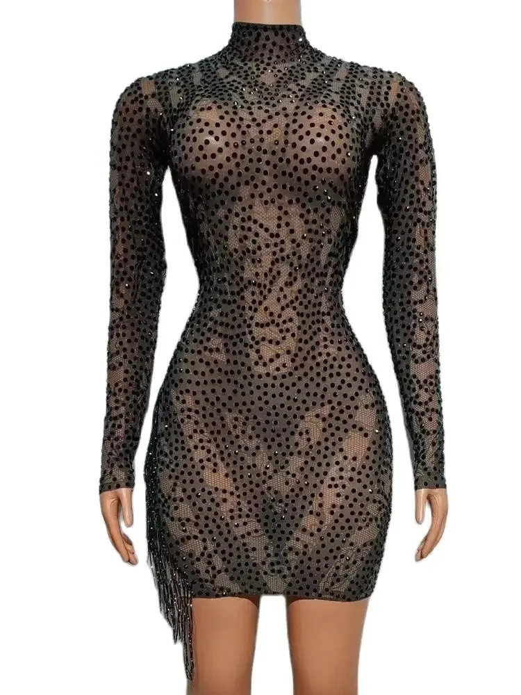 

Fashionable Women'S Clothing High Quality Hot Diamond Mesh Elastic Wrap Buttocks Dress