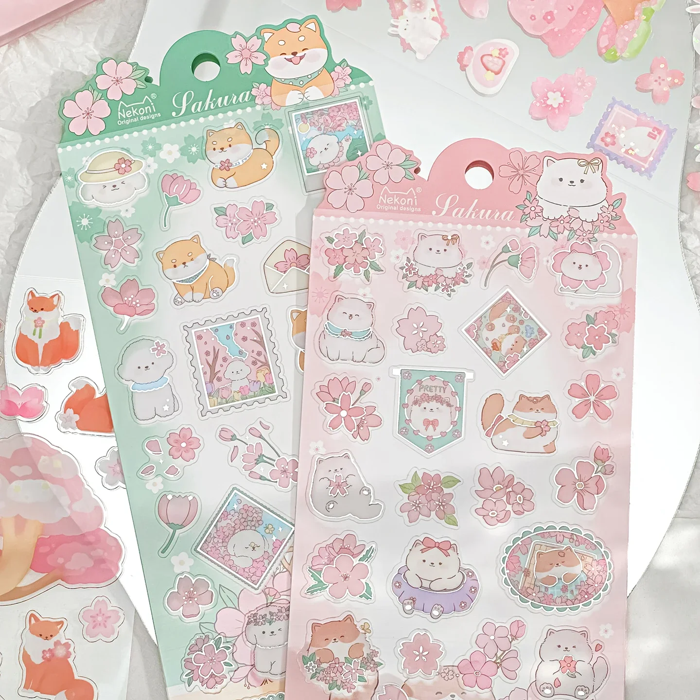 

NEKONI Romantic Sakura Animals Cherry Blossom PVC Stickers Scrapbooking Diy Journaling Cute Stationery Stickers