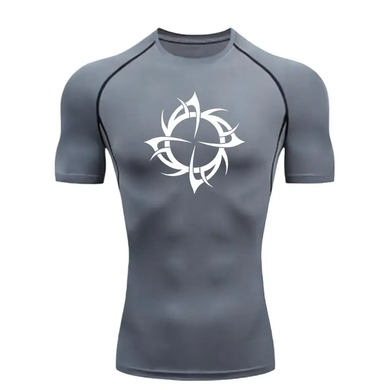 Compression Shirt Men's Sports T-shirt For Training Gym Jogging Running Workout Rashgard Tops Tee Quick Dry   T-ShirtSleeveShort
