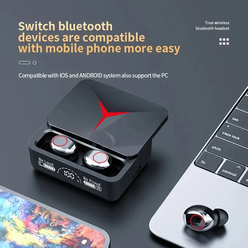 M90 Pro Auricolari Bluetooth 5.3 Cuffie senza fili Touch Control Cuffie da gioco TWS HIFI Stereo Riduzione del rumore del suono con microfono