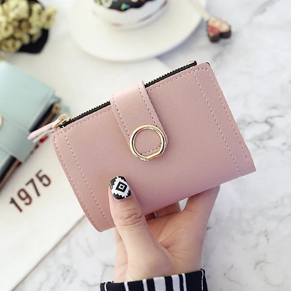 New Short Women Wallets Fashion Simple Cute Small Female Wallets PU Leather Card Holder Women's Purse