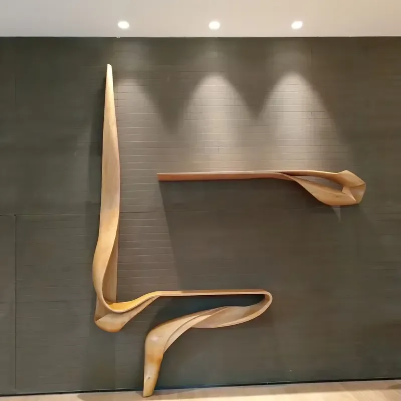 Escultura de Parede em Madeira Curvada, Estilo Art Déco, Ecológica, Grande Escala, Decoração de Casa, Mesa Console para Hall de Hotel, Sala de Estar