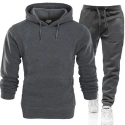 Spring Men's Tracksuits Sport Basic Outfit Long Drawstring Baggy Pant Fall Solid Jogging Male Pullovers Grunge Hoodie Street Set