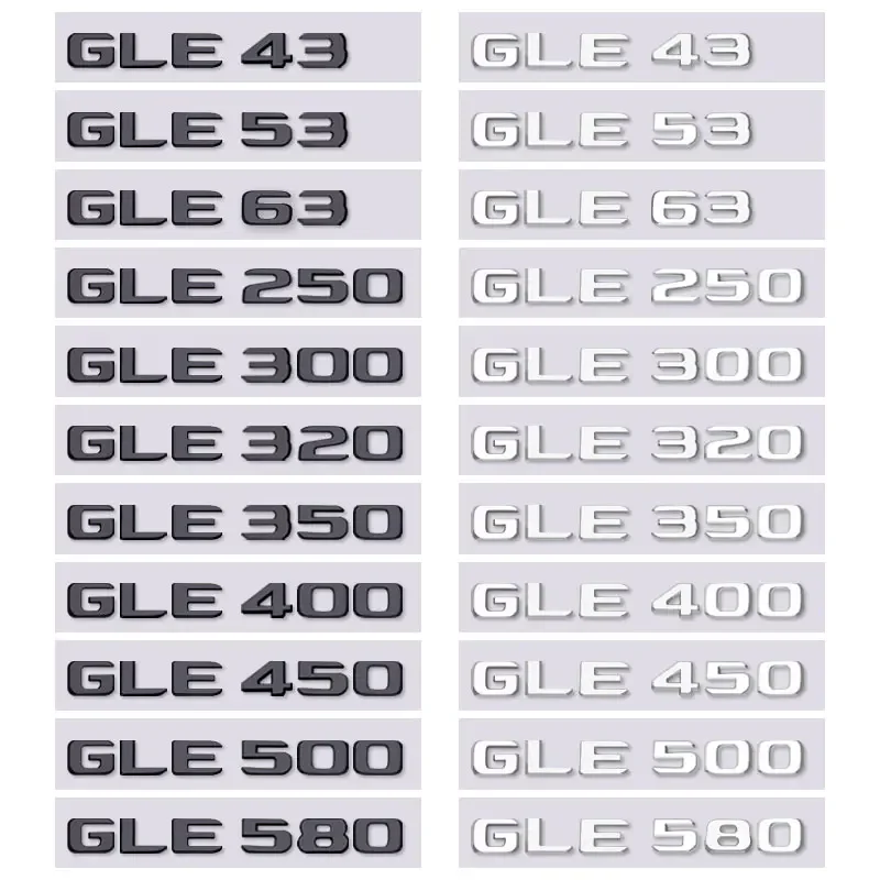 GLE43 53 63 GLE250 300 320 350 400 GLE450 500 580 letter car sticker for mercedes benz GLE class refit rear boot trunk label