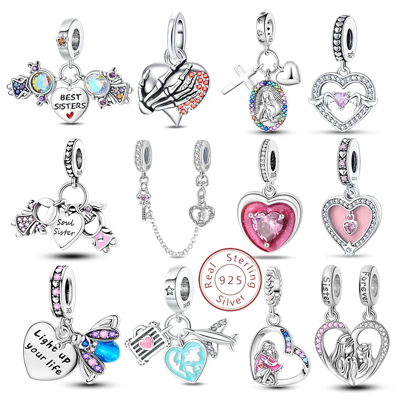 S925 sterling Silver Sincere Emotions Multiple Styles Heart-Shaped Romantic Charms Beads 3mm DIY Fine Jewelry Making Accessories