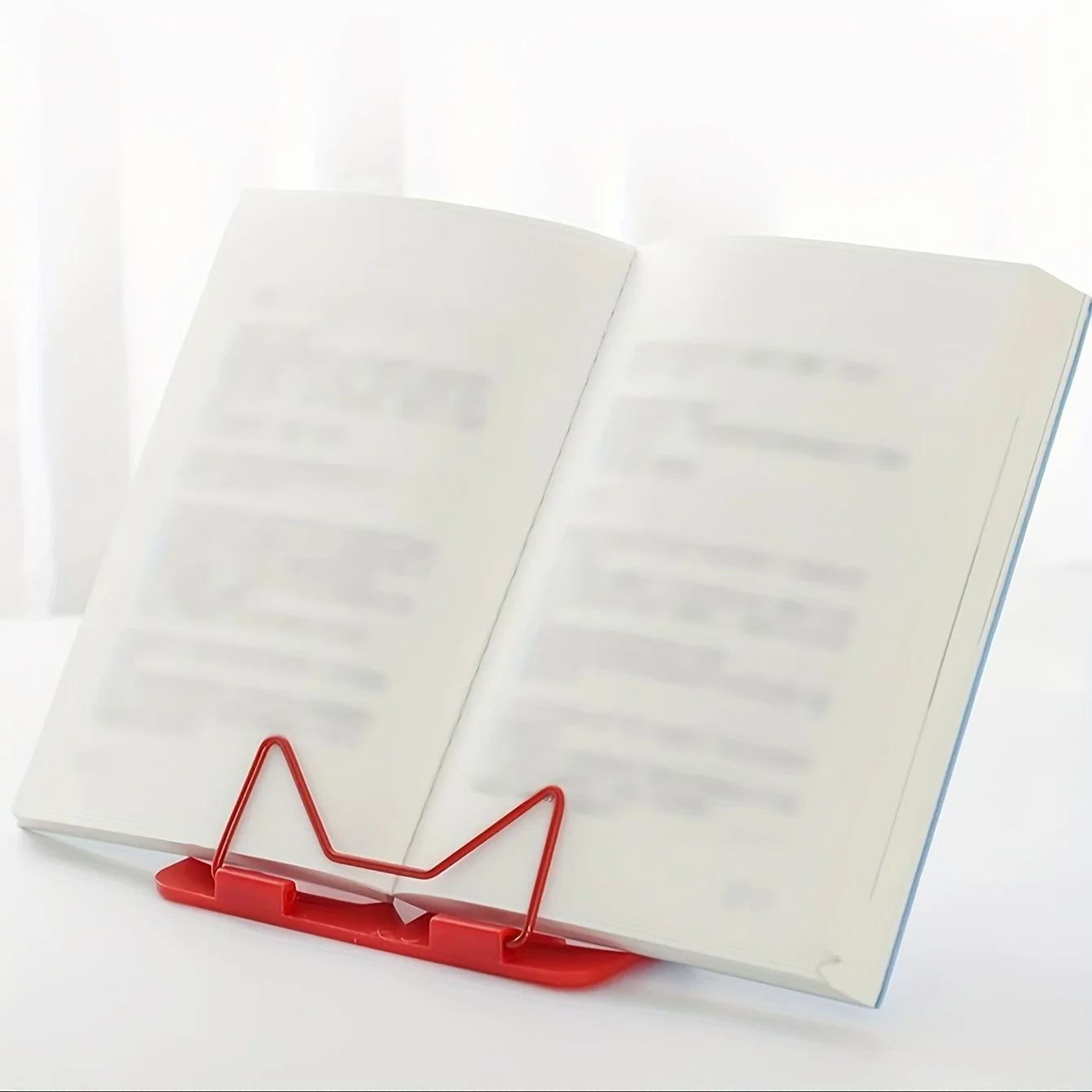 "Foldable Desktop Book Stand, Adjustable Angle Reading Holder, Portable Hands-Free Bookends for Textbook, Tablet, Cookbook, Offi view 3