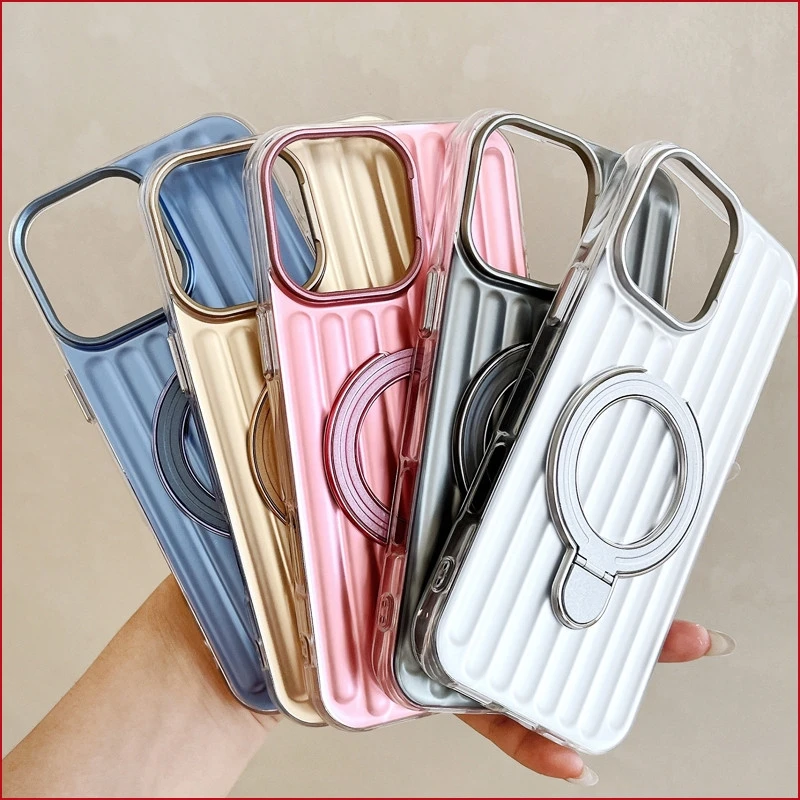 

Модный чехол для телефона с магнитной подставкой для багажа для iPhone 17 16 15 14 13 Pro Max 17promax 17air 16p, жесткий противоударный чехол
