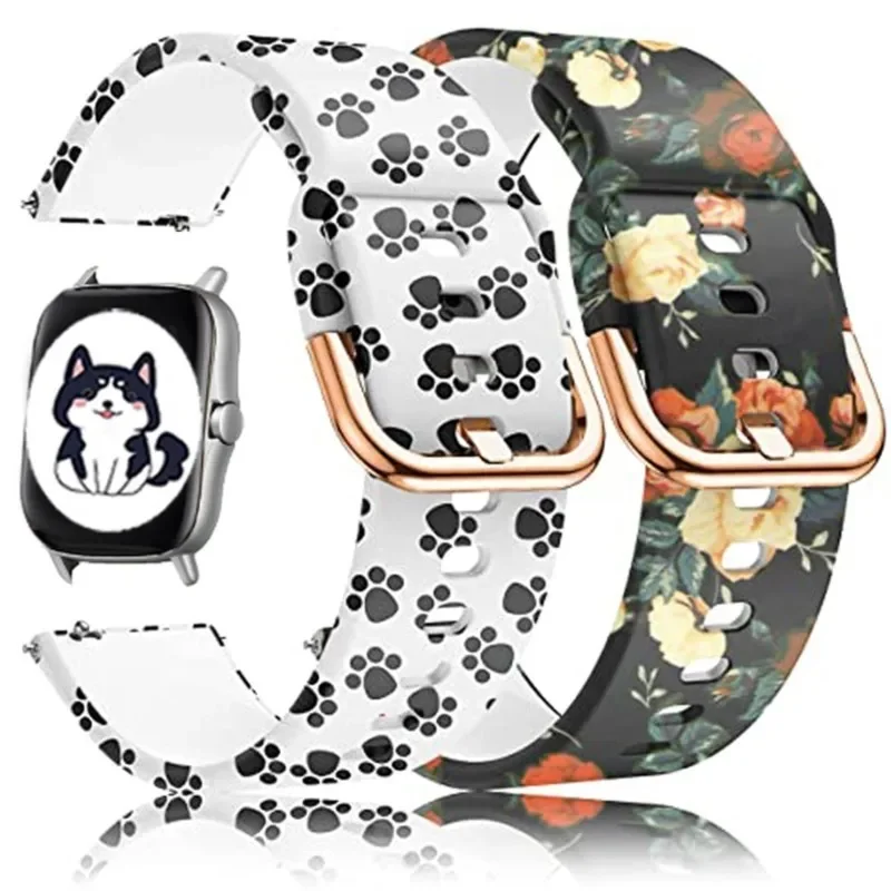 Silicone band For Amazfit GTS/4/3/2/2e/Mini/GTR 4/3/Pro/2/2e 42mm stratos 2/3 printing Bracelet Amazfit bip 6 5 20mm 22mm Strap