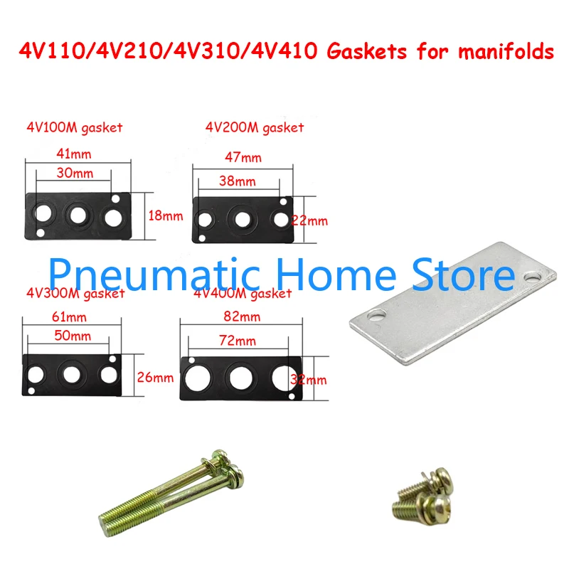 10pcs/lot Solenoid Valve Base Gasket Busbar Rubber Pad Manifold Blind Plate Screw 4V100M 4V200M 4V300M 4V110 4V210 4V310 4V410