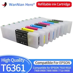 T6361-T6369 T636A T636B for Epson 9908 refillable ink cartridge 7910 9910 7908 7890 9890 9900 7710 9710 7700 9700 one time chip