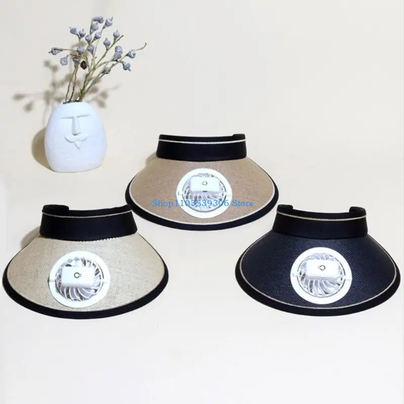 قبعة شمسية 400A قابلة للتنفس مع مروحة للنساء البالغات قبعة رياضية للأنشطة الخارجية #5