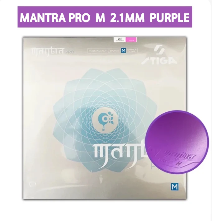 STIGA MANTRA PRO M/H Kleurrijk Tafeltennisrubber, niet-klevend, met een medium harde topsheet en een cake-spons.