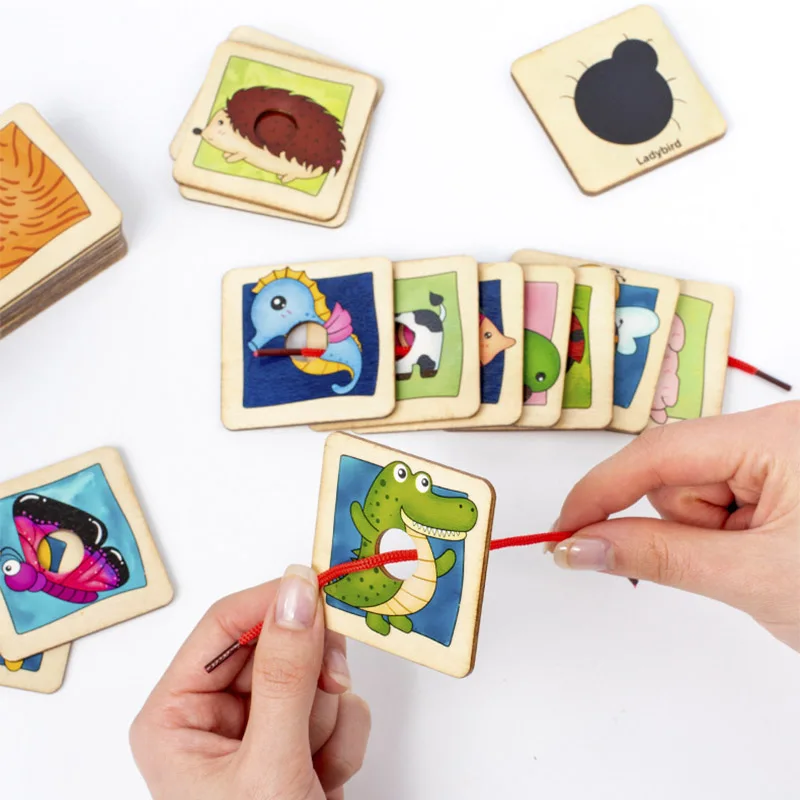 Wooden Animal Fur Pattern Matching Board Puzzle Montessori Logical Thinking Fine Motor Training Board Game Educational Toys