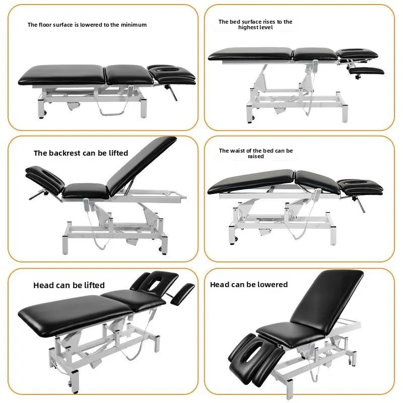 เตียงไฟฟ้าอเนกประสงค์สำหรับกายภาพบำบัด สักลาย ไคโรแพรคติก ยกตัวได้ นวด พกพาสะดวก ใช้สำหรับสปาหน้าและเก้าอี้สักลาย