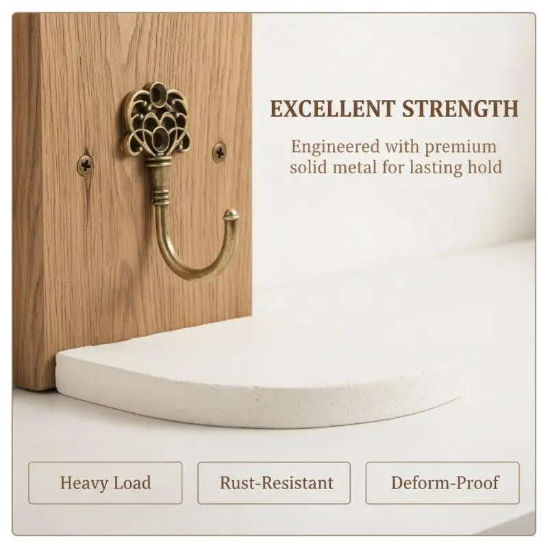 5Pcs/Set Antique Bronze Hook Zinc Alloy Creative Wall-Mounted Door Back Hooks Bathroom Closet Metal Coat Rack Hooks
