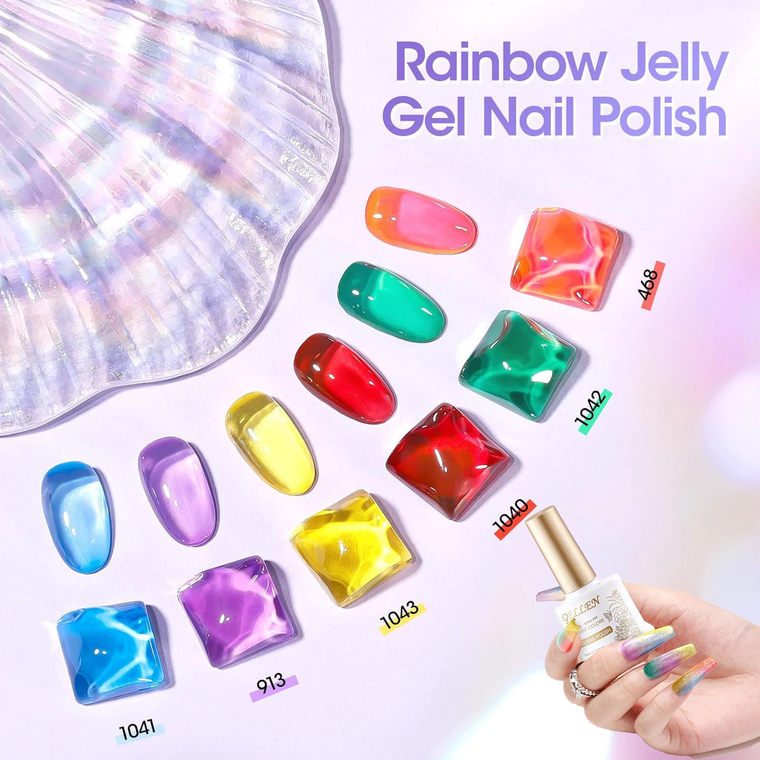 

Набор из 6 ярких неоновых гель-лаков для ногтей: радужные цвета, полупрозрачные пастельные оттенки, акриловые гели для ногтей, быстросохнущие, стойкие, с УФ-отверждением