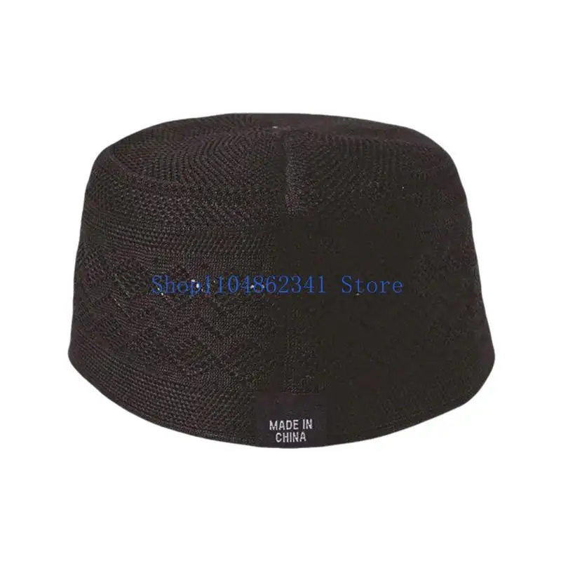 5asd 클래식 무슬림기도 Kufi Hat 문화 행사 수집을위한 Hollowout 디자인이있는 남성용 부드러운 터번 모자 매일 착용