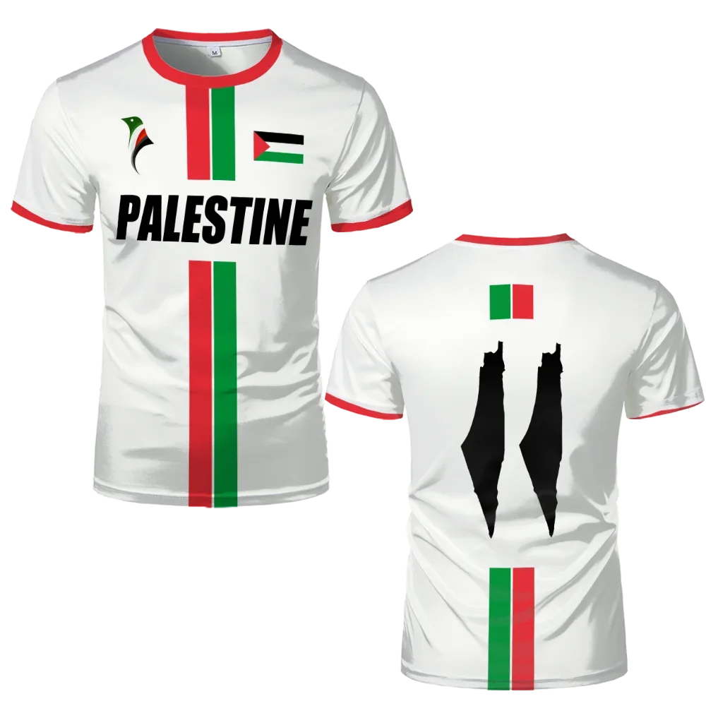 Fashion Palestine Flag Football T Shirts Trend Summer Short Sleeve National Emblem 3D Printed Sports Tees Loose Breathable Tops image 5
