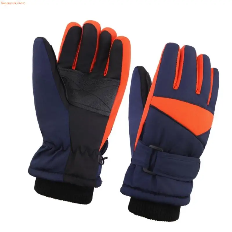 Q5WE قفازات الشتاء الدافئة للأطفال مزدوجة الطبقات ضد الرياح سبليت قفازات الأصابع التزلج الملحقات مع جزء اليد المعززة #4