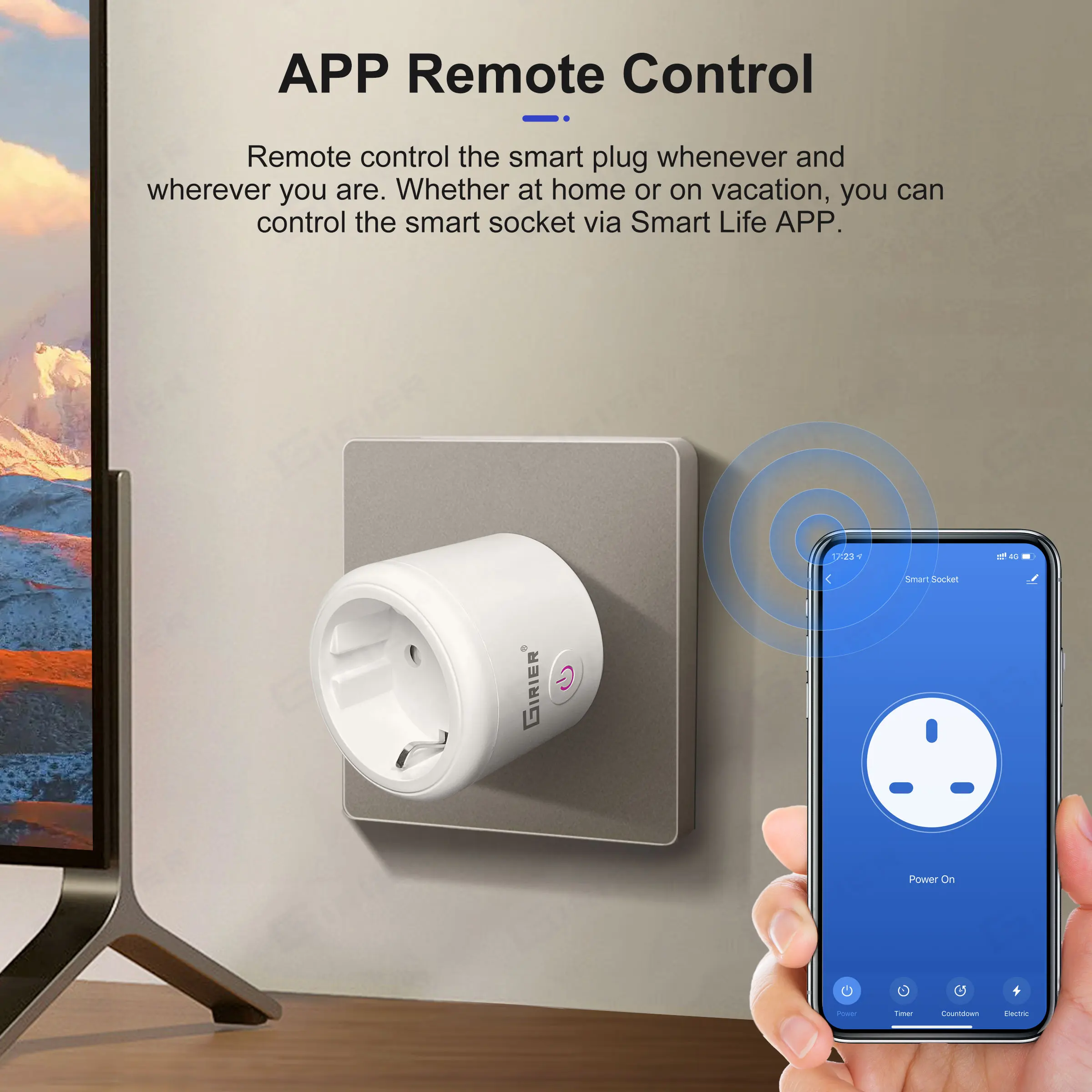 GIRIER Tuya ZigBee Plug 20A Smart Outlet Socket EU with Power Monitoring Timer Function 4200W Works with Alexa Alice Hey Google