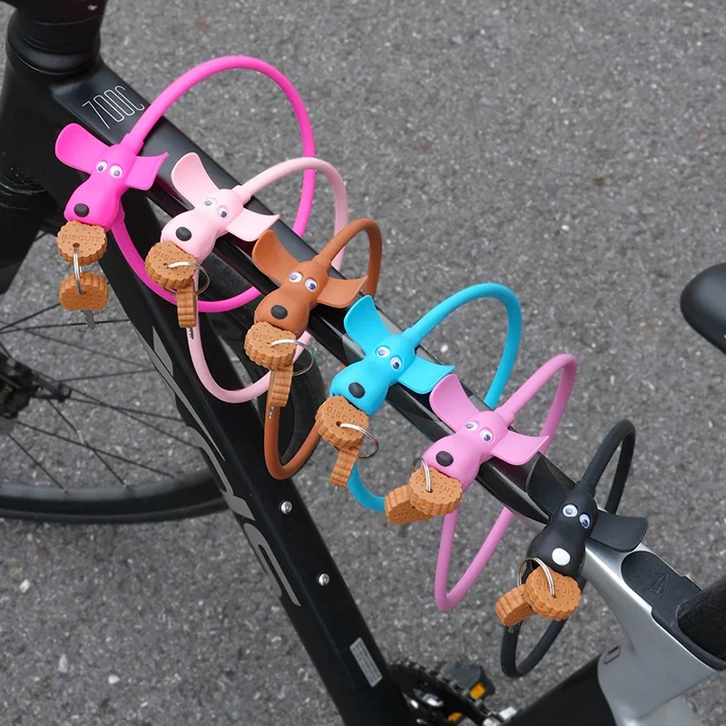 Portable Cute Dog Silicone Bicycle Lock - Keyed Anti-Theft Bike Lock Multi-Color Optional Outdoor Cycling Security Tool - view 2