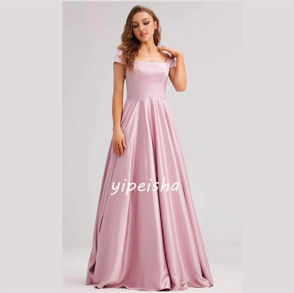 Satin Pleat Formal Evening A-line Off-the-shoulder Bespoke Occasion Gown Long Dresses