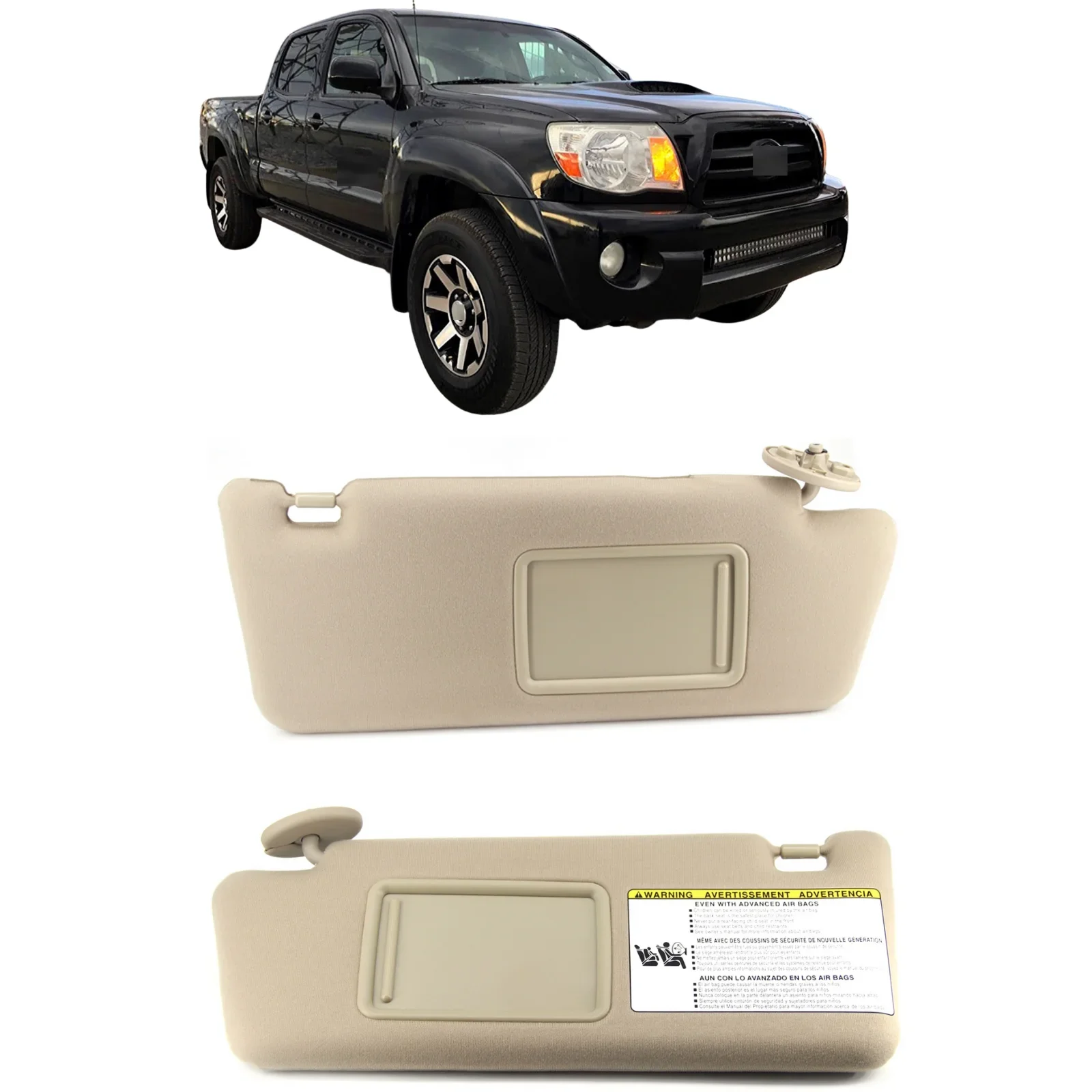 

For Toyota Tacoma Sun visor 05-14 Beige Left Driver and Right Passenger Side 74320-04181-B1,74310-04081-B0 With Mirror No Light