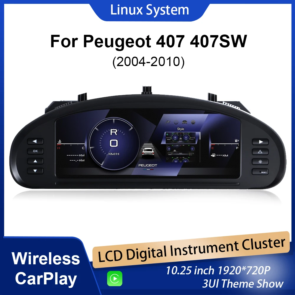 

Digital Cluster Dashboard For Peugeot 407 407SW 2004-2010 Dashboard speedometer Supports wireless CarPlay plug and play