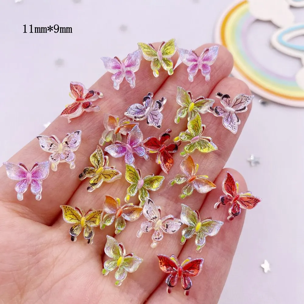 50pcs Resin Colorful Mini Cute Crystal Butterfly Nail Art Flatback Rhinestone Applique DIY Wedding Scrapbook Decor Crafts L754