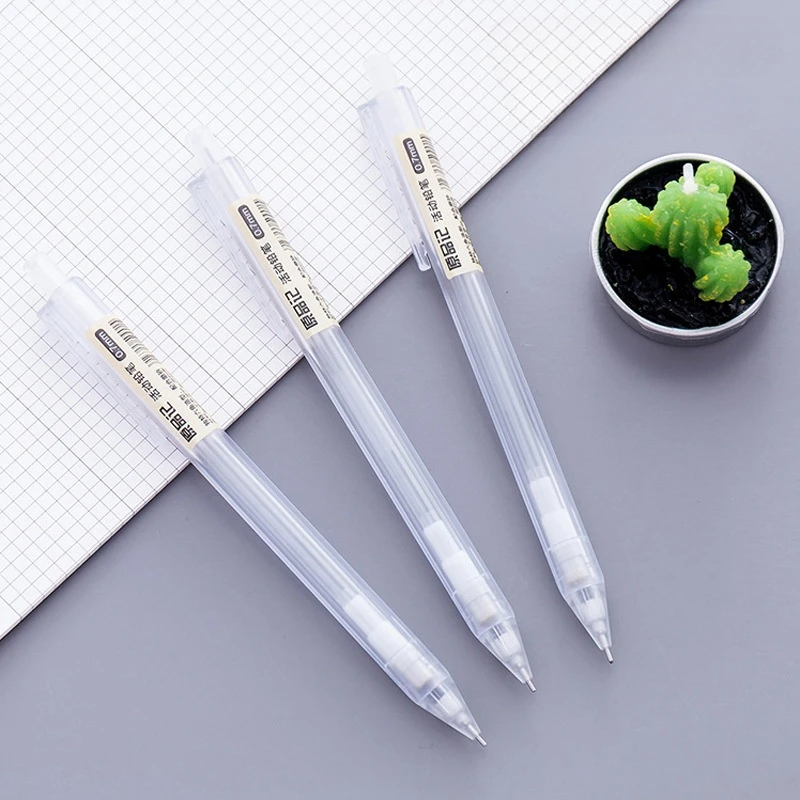1pcs Simple Style Clear Automatic Pencil 0.5mm 0.7mm Mechanical Pencils Student Office Stationery Supplies
