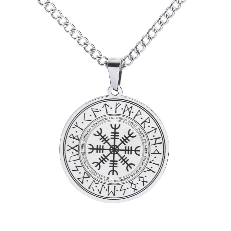 

Men's Viking Jewelry Runic Amulet- & Stainless Steel Pendant Necklace